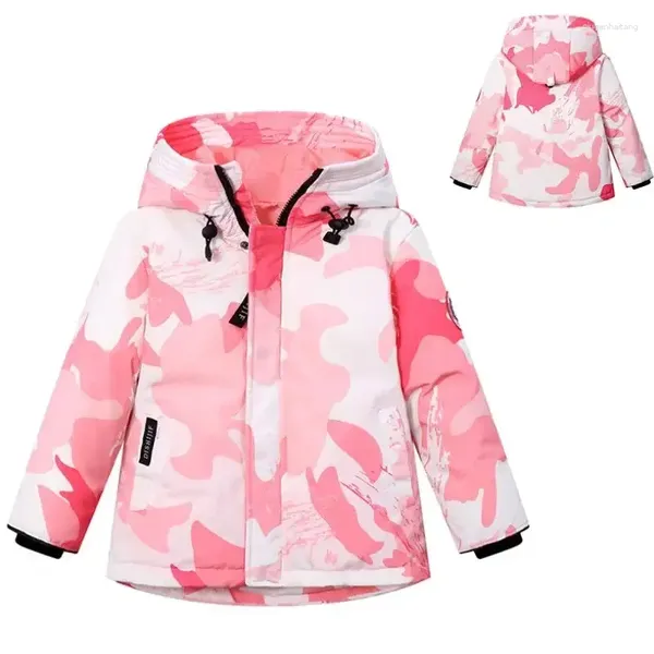 Пуховое пальто ZHIO, детская зимняя куртка с капюшоном для мальчиков и девочек, камуфляжная детская одежда, непромокаемая детская утепленная зимняя одежда от 3 до 12 лет