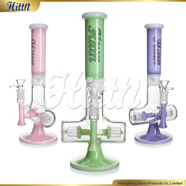 Hittn Glass Bong Wasserrohr Doppel 6 Baumarme Perc Hand geblasen hohe Borosilikat Rauchen Wasser Bong2024 Neues 11,7 Zoll Milch rosa Milch lila Milchgrün