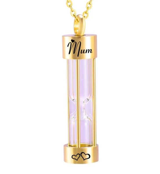 Personalizzato oro clessidra urna ciondolo cremazione gioielli urna collane commemorativa collana di ceneri per le donne kit di riempimento catena9976075