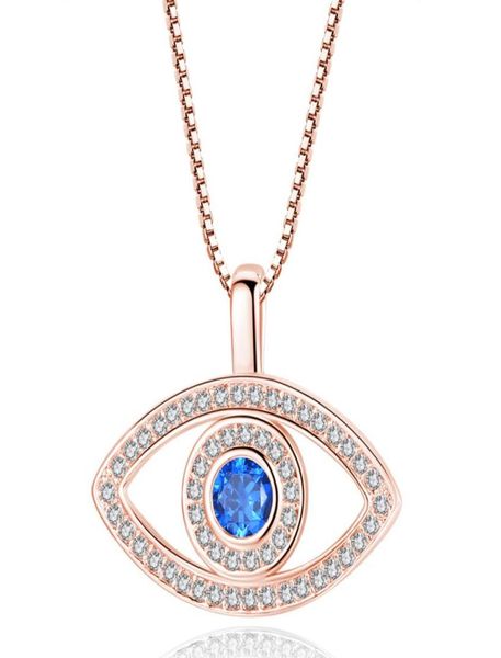 Ожерелье с подвеской в виде синего сглаза, роскошное ожерелье с кристаллами CZ на ключице, серебряное, розовое золото, ювелирные изделия, ожерелье с цирконом «третий глаз», модное Birt4021540