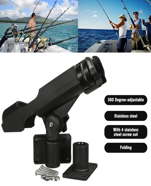 1 pçs suporte de vara de pesca suporte caiaque iate pesca equipamento ferramenta 360 graus rotativo com parafusos para boat6330874