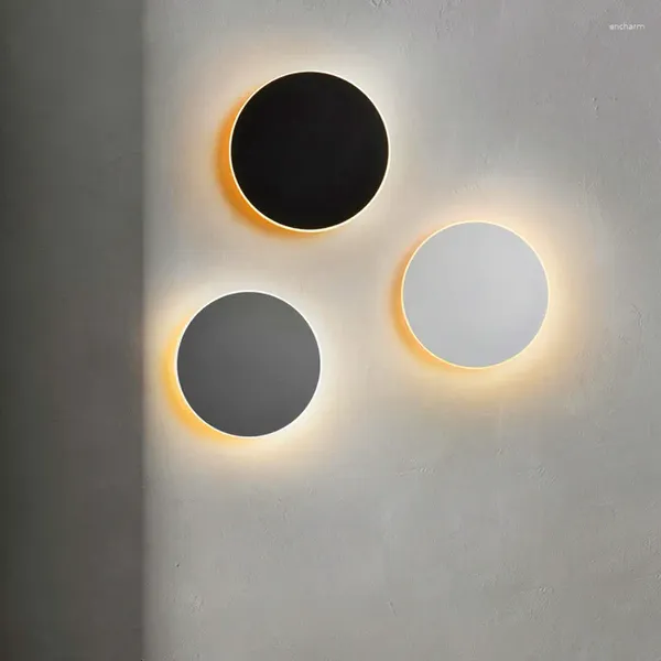 Lâmpada de parede Nordic Modern Creative LED Round Sconce para Quarto Estudo Sala de Jantar Corredor Escada Luz El Corredor