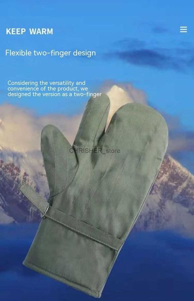 Ski Gloves Sheep fur one labor protection child three finger gloves thickened fleece winter cycling warm windproof sheepskin leather maleL23118