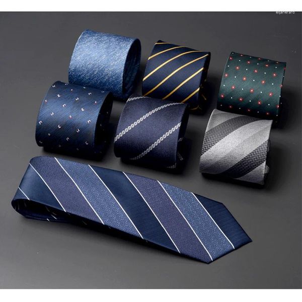 Braw Ties Brand Designer 8 cm Jacquard Stripe Tie for Men Business Office Dress Tec da gravata de casamento masculino com caixa de presente