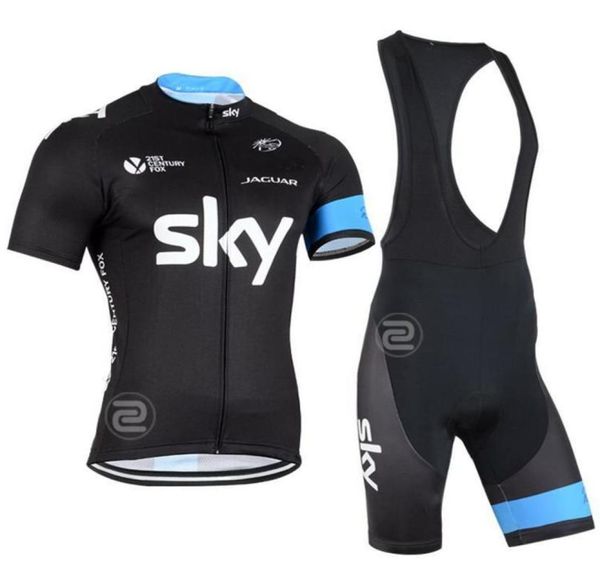 2020 2015 Sky Pro Team Nero S030 Maglia da ciclismo manica corta Abbigliamento da ciclismo estivo Ropa Ciclismo Pantaloncini con bretelle 3D Gel Pad Set Taglia x2535225