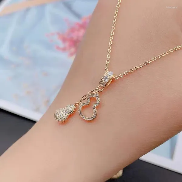 Anhänger Halsketten Koreanische Mode Zirkon Kristall Kürbis Für Frauen Vintage Stil Sexy Weibliche Edelstahl Hals Kette Schmuck