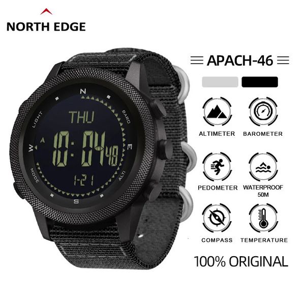 Armbanduhren North Edge Apache-46 Herren-Digitaluhr, Militärsport, wasserdicht, 50 m, Höhenmesser, Barometer, Kompass, Weltzeit-Armbanduhr, Uhr 231214