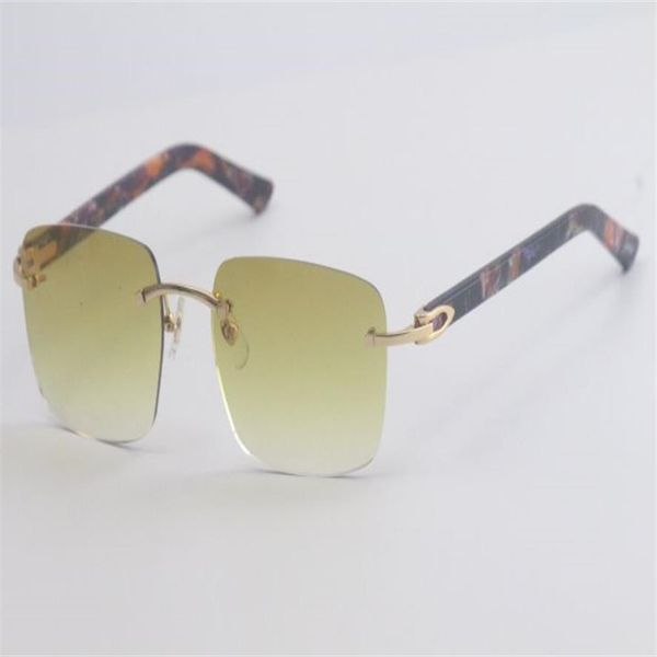 Fabrik Großhandel Marmor Lila Plank Randlose Sonnenbrille 8300816 Klassische Piloten Metallrahmen einfache Freizeit Designer Herren W2277