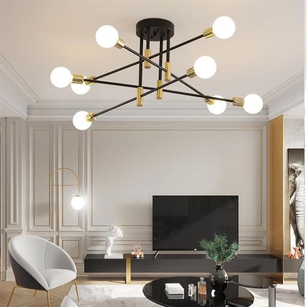 Deckenleuchten Moderne Kronleuchter LED-Lampe für Wohnzimmer Esszimmer Schlafzimmer Küche Schwarz Gold Licht Nordic Home Decor Fixture295g