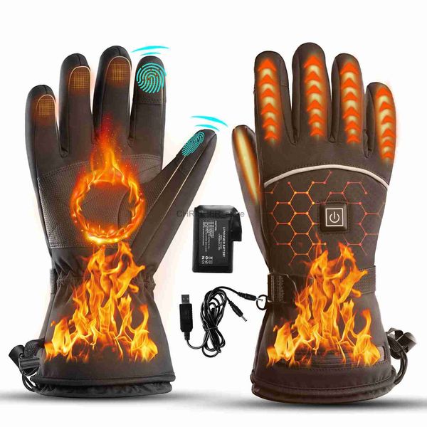 Skihandschuhe, wasserdicht, über USB wiederaufladbar, elektrisch, beheizte Handschuhe, Damen und Herren, Touchscreen, Thermo-Motorradhandschuhe, beheizt für Motorrad-SkifahrenL23118