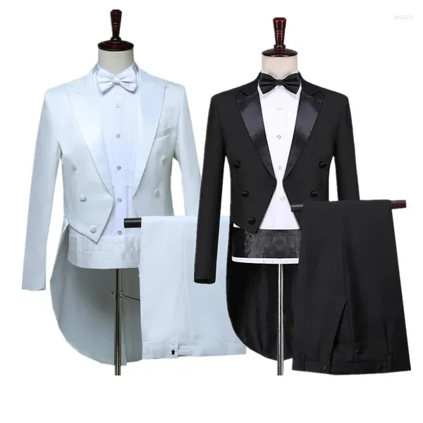 Ternos masculinos 2023 homens tribunal smoking terno 2 peça preto / branco moda minimalista negócios festa de casamento blazer e calças