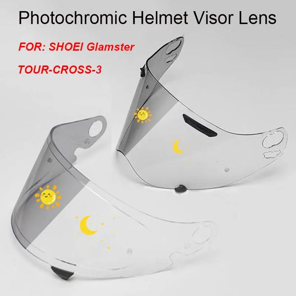 Capacetes de ciclismo P viseira ocrômica para SHOEI Glamster CPB 1V TOUR CROSS3 Retro Capacete Lente Capacete de Moto Autochromic Shield 231213