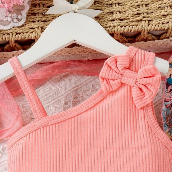 Kleidungssets Kinder Kleinkind Baby Mädchen Rock Set Sommerkleidung Leibchen Tank Top Blumengürtel und Hut 3-teiliges Outfit