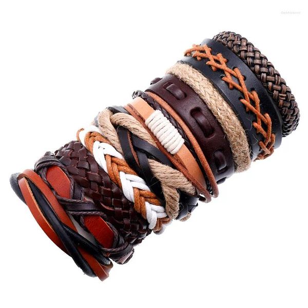 Bracciale 10 pezzi/set braccialetti da uomo fatti a mano in vera pelle intrecciata moda braccialetti da uomo braccialetto da donna regalo gioielli