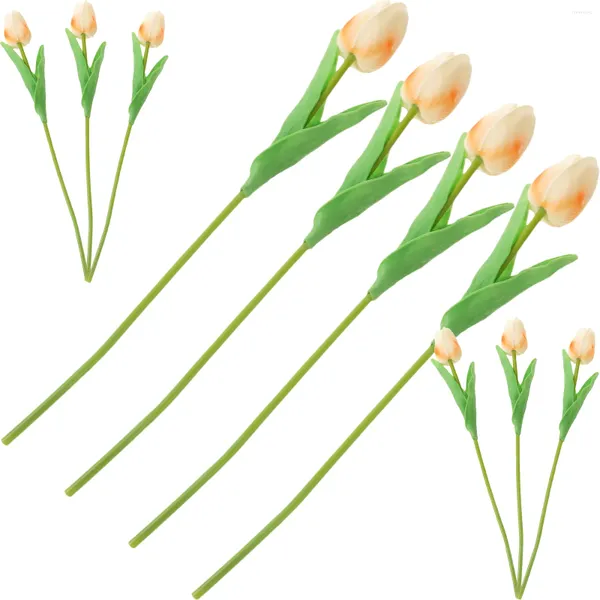 Flores decorativas 10 Pcs Flor Artificial Tulipas Decoração Falsa Buquê Doméstico Vaso Cena de Casamento Layout Prop Arranjo Realista Delicado