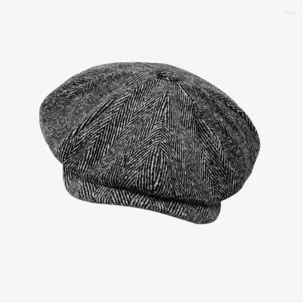 Berets bonés homens vintage lã grossa boina inverno chapéus para tweed casual liso