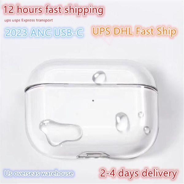 Для Pro 2 2023 USB C Air Pods Наушники Airpod 3 Твердый силиконовый милый защитный чехол для наушников Apple Беспроводное зарядное устройство Противоударный 3-й 2-й чехол UPS Fedex