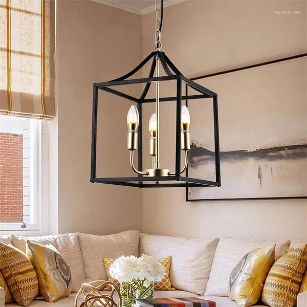 Candeliers American Farmhouse Chandelier 3 Luz de luz vintage Luzes pendentes pendurados luminária para sala de jantar Retro de ferro forjado Retro E12