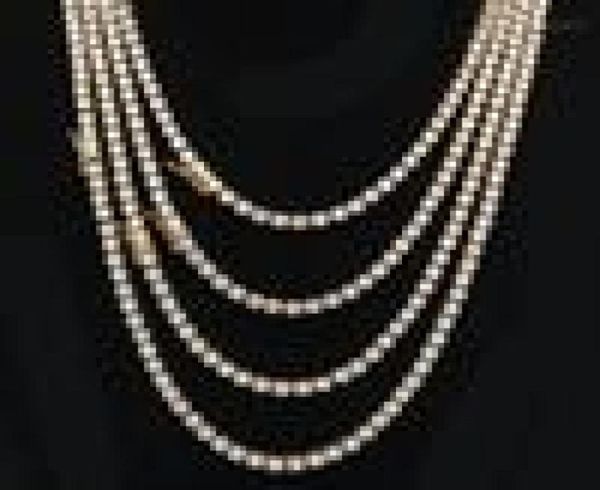 Мужское ожерелье с цирконом, теннисная цепочка, модная хип-хоп, нержавеющая сталь, золото, серебро, ожерелья 18 дюймов, 20 дюймов, 22 дюйма14468972