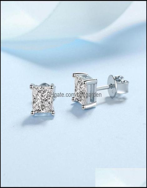 Brincos de garanhão joias princesa corte 2ct diamante teste aprovado ródio banhado 925 siercolor presente de casal 220211 entrega direta 2021 J3Dq84809544