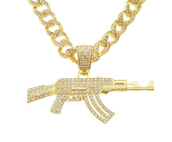 Ожерелья с подвесками для мужчин и женщин в стиле хип-хоп Iced Out Bling, ожерелье-пулемет с 11 мм кубинской цепочкой Майами в стиле хип-хоп, модные украшения8283757