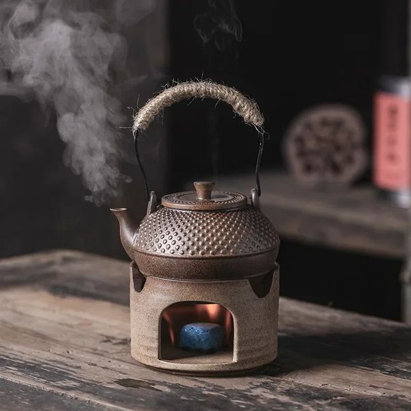 Garrafas de água Japaness Retro Cerâmica Bule com Fogão a Carvão Chá Brewing Pote Único Kung Fu Teaware Potes Fazendo Dispositivo 231214