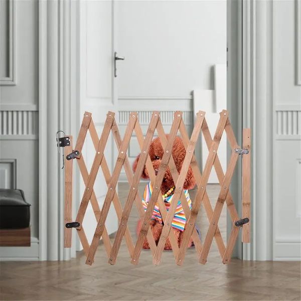 Portões de segurança retrátil cerca de madeira pet portão bebê porta cão escada extensível criança y231213