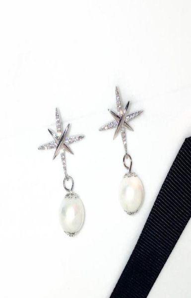 Modedesigner Luxus Diamant Zirkon super glitzernder elegenter Perle Anhänger Drop Stud Bangle Kronleuchter Ohrringe für Frau Girls7680352