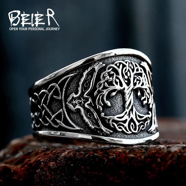 Eheringe Beiers 316L Edelstahl Lebensbaum Signatur Ring klassischer Herren Wikinger Amulett Ring Nordischer Herrenschmuck Großhandel 231213