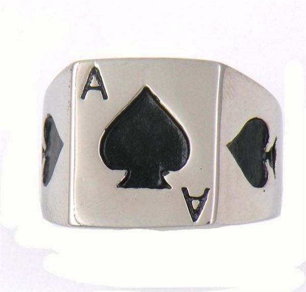 FANSSTEEL joias vintage masculinas ou femininas de aço inoxidável SIGNET CLASSIC POKER SPADE A LUCKY RING 13W77254L2531070