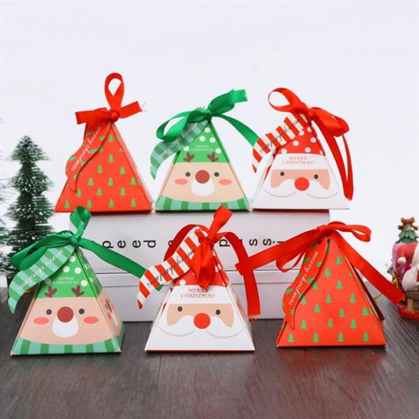 Feliz Natal Candy Box Bag Tree Christmas Tree Box Paper Candy Gift Bag contêiner Supplies Navidad Dropshiping3016