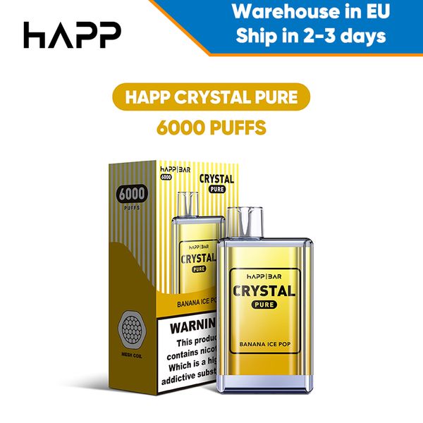 Nuovo autentico Crystal Bar 6k Puff Vape 6000 Vaper desechable 1500mAh e sigarette Mesh Coil usa e getta Vapes Pen 2mg 2% Dispositivo preriempito einweg zigarette magazzino ue