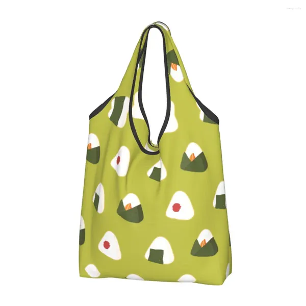 Einkaufstaschen Onigiri Wiederverwendbare Einkaufstasche, große Kapazität, Sushi-Lebensmittel, niedliches Recycling, waschbare Handtasche