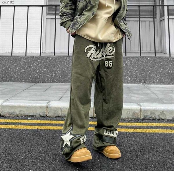 Erkekler Emo Erkek Kadınlar Vintage Street Giyim Kargo Pantolonu Y2K Harajuku Peri Grunge Düz Sweatpants Geniş Bacak Pantolonları Alt Hip Hop Kıyafetleri 220907T3U8