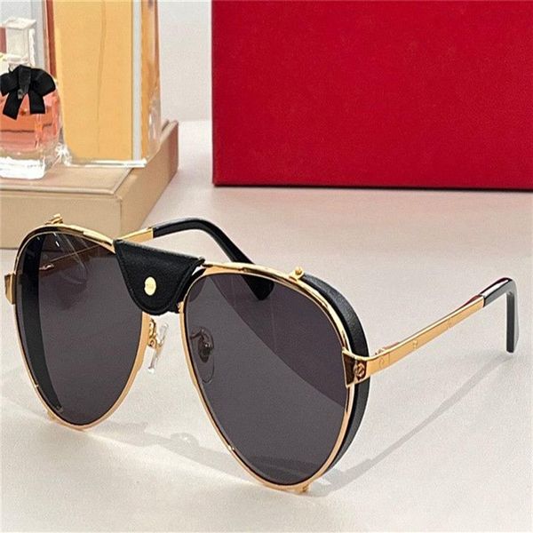 Солнцезащитные очки нового модного дизайна 0296S в металлической оправе со съемным кожаным зажимом, простой и популярный стиль для улицы uv400protectio220B