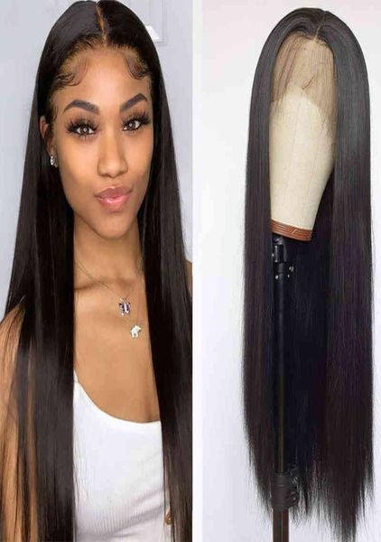 Дешевые необработанные индийские прямые прозрачные Hd 13X6 фронтальная застежка для чернокожих женщин, человеческие волосы, кружевной передний парик3706029