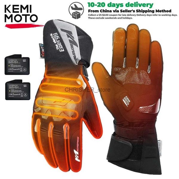 Gants chauffants pour moto, chauffe-mains et pieds, gants de ski chauds d'hiver pour écran tactile, gants thermiques imperméables et rechargeables pour motoneigeL23118