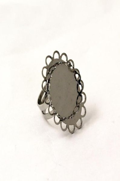 Trovare gioielli Beadsnice fatto a mano con base per anello adatto per anelli rotondi con pietre preziose da 18 mm, misura regolabile, base per anello con castone, pizzo ovale, ID 28949508954