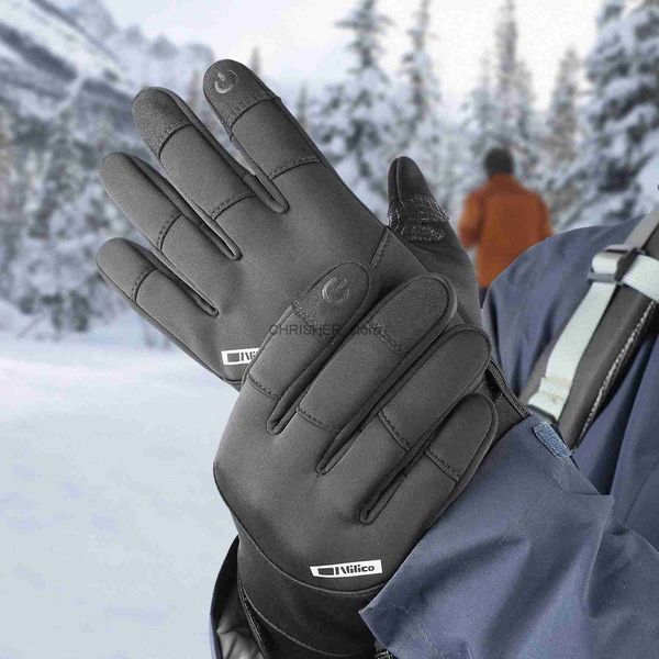 Guanti da sci invernali Nuovi guanti da sci impermeabili per esterni Touchscreen nero Guanti da ciclismo antiscivolo caldi Guanti da moto da snowboard UomoL23118