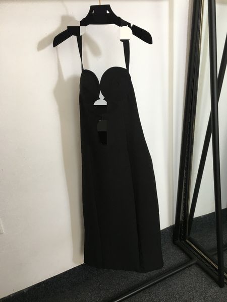 1206 2024 Milan Runway Dress Pring Outono Spaghetti Strap Sem Mangas Acima Do Joelho Preto Marca Mesmo Estilo Vestido Feminino Moda Alta Qualidade 20239633