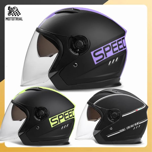 Велосипедные шлемы Шлем для мотокросса и защитный полушлем для скоростного спуска для женщин и мужчин Мотоциклетный козырек с двойными линзамиCasco De Seguridad для vespa 231213