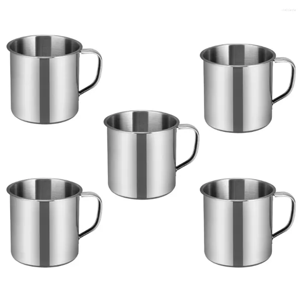 Canecas 5 Pcs Copo de Escritório Beber Óculos Portátil Caneca de Água Chocolate Foram Resistentes Crianças Leite Aço Inoxidável