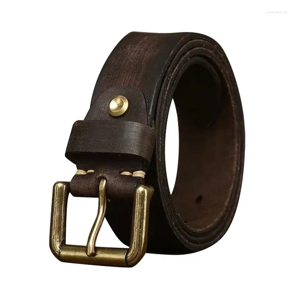 Cinture cingh di cinghia di cinghia di cinghia a larghezza 3,8 cm Cintura a grana in legno per uomini Guida in pelle con fibbia maschio maschio gioventù di jeans di lusso di lusso