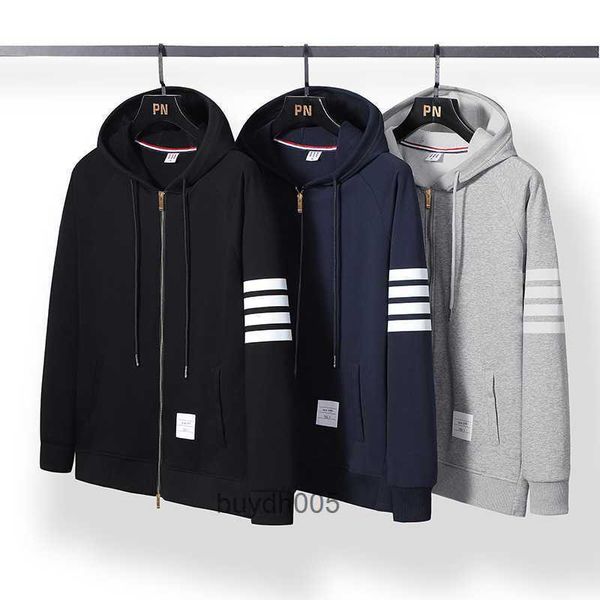 Jucz Herren- und Damenpullover, Modedesigner, Thombrownsweatshirt, Brielle-Mantel, Strickjacke mit vier Balken, Paar, Reißverschluss, Kapuze, trendiges Sport-Freizeitoberteil