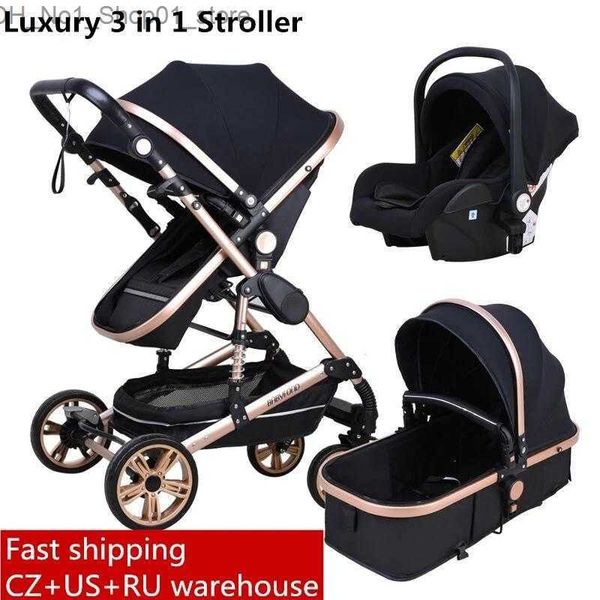 Kinderwagen# Kinderwagen# Mode-Baby-Kinderwagen 3 in 1 Hochlandschaft Liegewagen faltbarer leichter Kinderwagen Stubenwagen Puchair Born Q231215