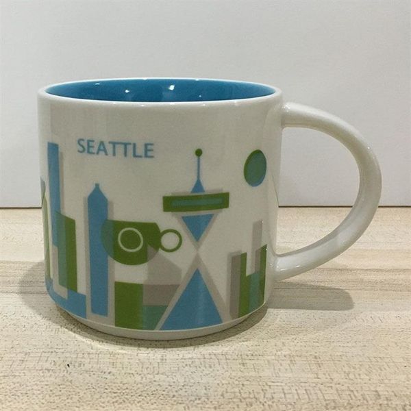 14oz kapasiteli seramik Starbucks City Super American Cities Orijinal Kutu Seattle City284W ile Kahve Kupa Kupası