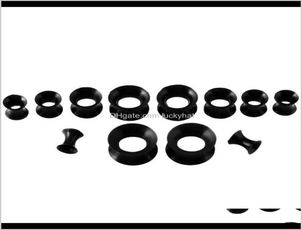 Sobrancelha 30pcslot preto acrílico cone com túneis de sile plug kit medidor de orelha expansor maca conjunto corpo piercing jóias kv9wj t5f9w6178823