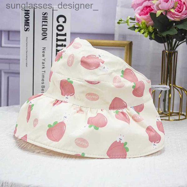 Visiere Sommer Outdoor Baby Mädchen Hut Cartoon Früchte Drucken Eimer Hut Große Krempe Baumwolle Kinder Sonnenschutz Leere Top Sonnenhut kein Top Visier CsL231214