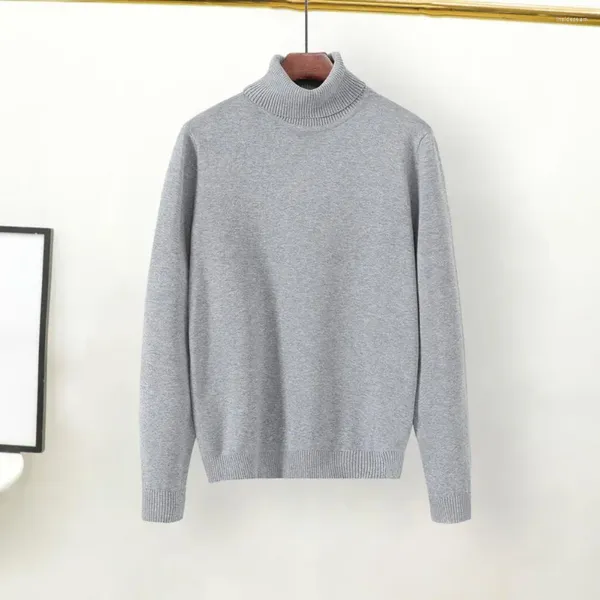 Camisolas masculinos Men Sweater Elastic Sweater High Neck Turtleneck para malhas de cor de cor sólida Tops térmicos de inverno outono