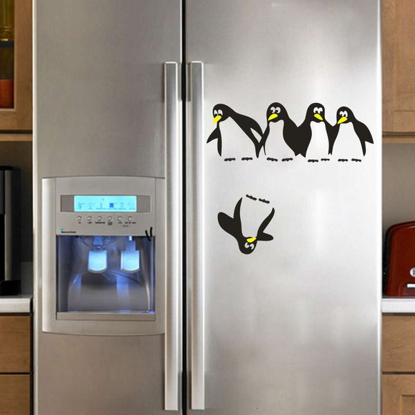 Наклейка на холодильник с пингвином, наклейки на холодильник, виниловые наклейки на стену, обои для холодильника, украшения кухни, ванной комнаты